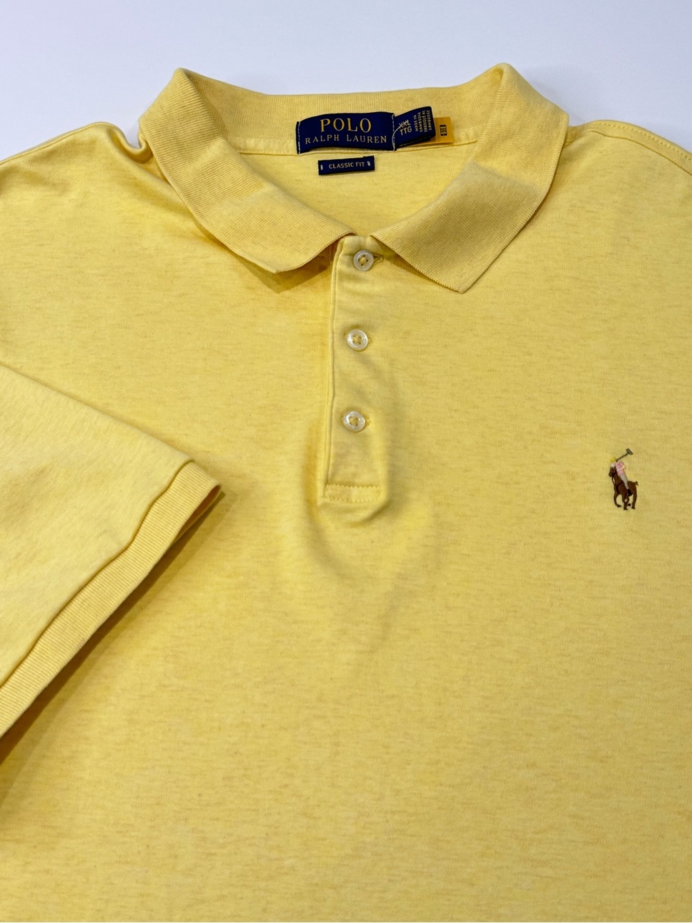 Polo Ralph Lauren Men's XXL Classic Fit Short Sleeve Polo Yellow Flesh Pony Golf
